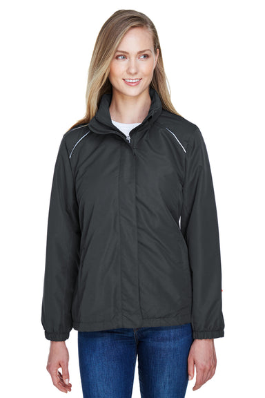 Core 365 78224 Womens Profile Water Resistant Full Zip Hooded Jacket Carbon Grey Front