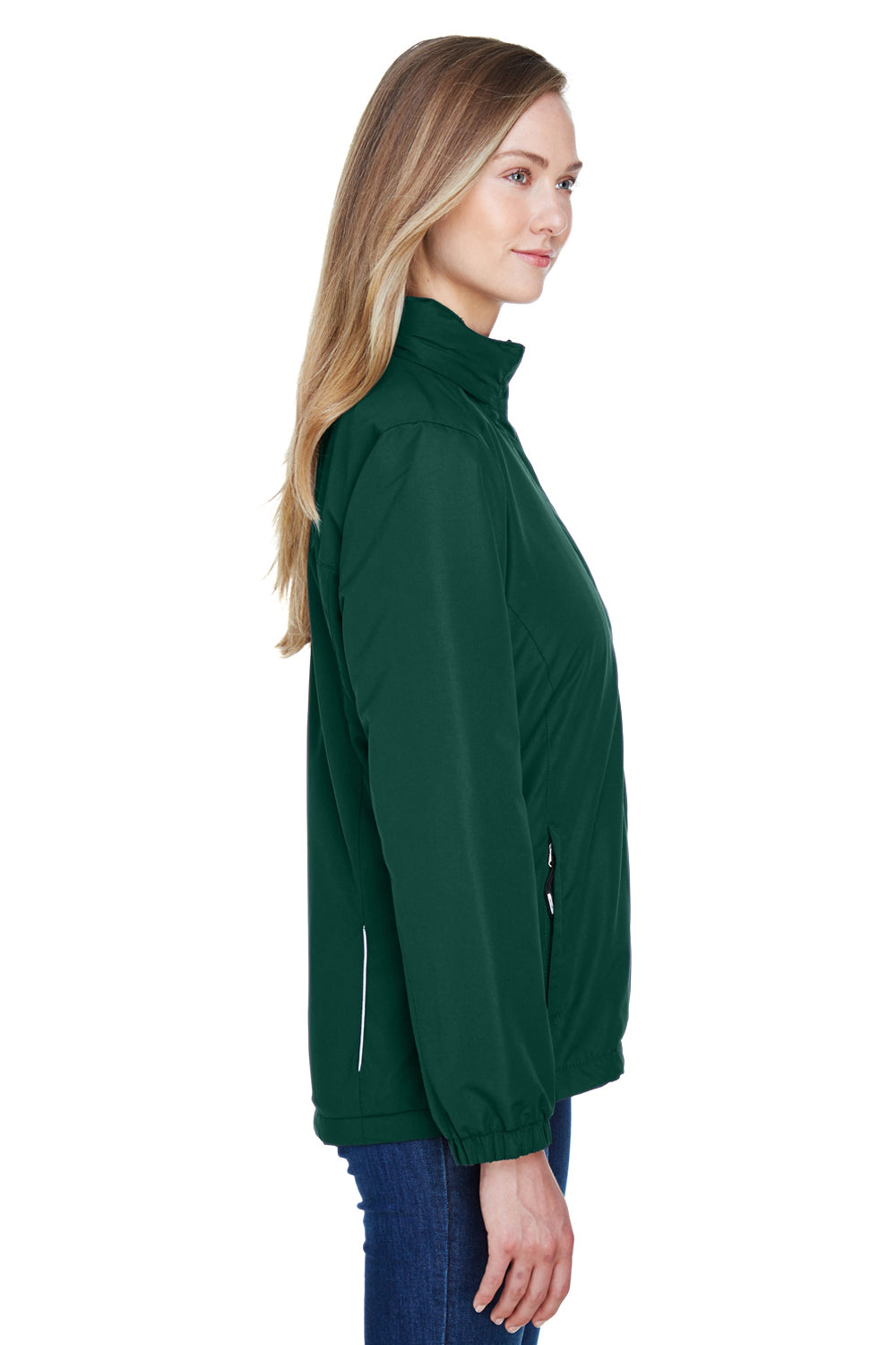 Core 365 78224 Womens Profile Water Resistant Full Zip Hooded Jacket Forest Green Side