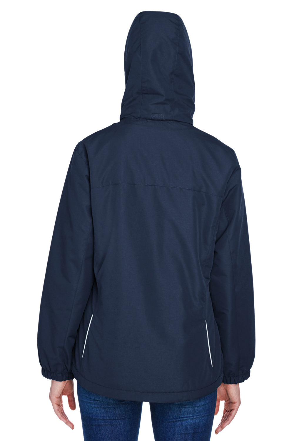 Core 365 78224 Womens Profile Water Resistant Full Zip Hooded Jacket Navy Blue Back