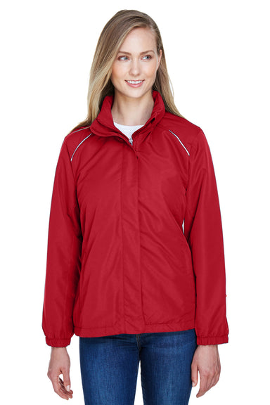 Core 365 78224 Womens Profile Water Resistant Full Zip Hooded Jacket Red Front