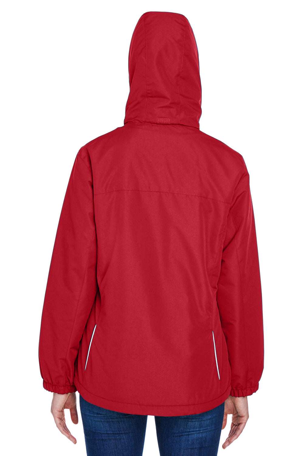 Core 365 78224 Womens Profile Water Resistant Full Zip Hooded Jacket Red Back
