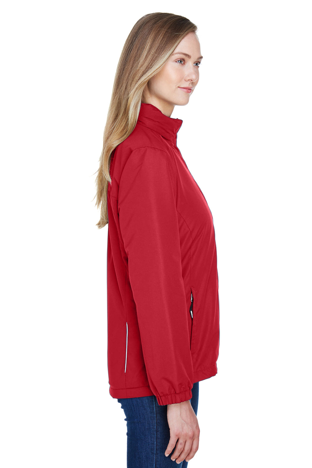 Core 365 78224 Womens Profile Water Resistant Full Zip Hooded Jacket Red Side