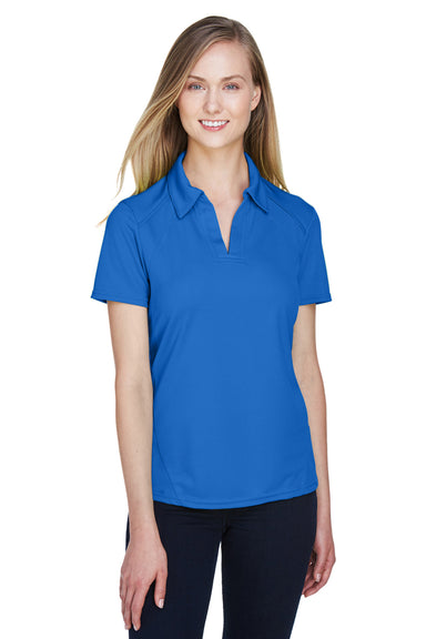 North End 78632 Womens Sport Red Performance Moisture Wicking Short Sleeve Polo Shirt Nautical Blue Front