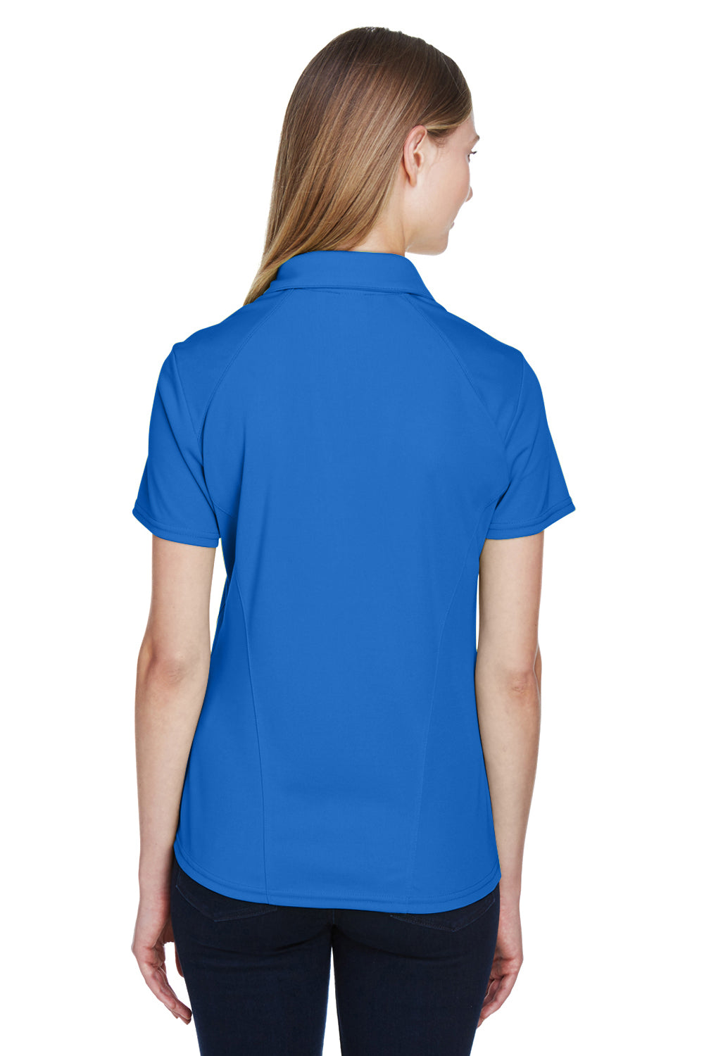 North End 78632 Womens Sport Red Performance Moisture Wicking Short Sleeve Polo Shirt Nautical Blue Back