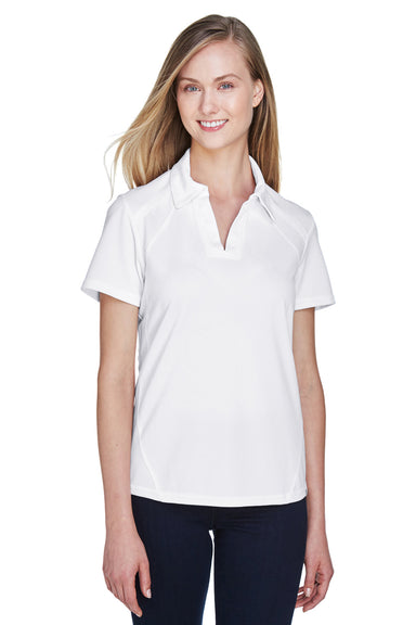 North End 78632 Womens Sport Red Performance Moisture Wicking Short Sleeve Polo Shirt White Front