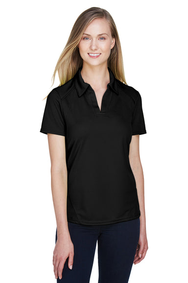 North End 78632 Womens Sport Red Performance Moisture Wicking Short Sleeve Polo Shirt Black Front
