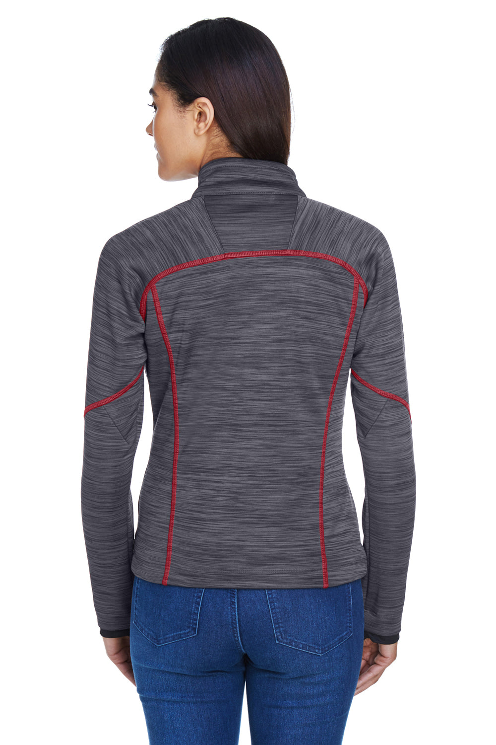 North End 78697 Womens Sport Red Flux Full Zip Jacket Carbon Grey/Red Back