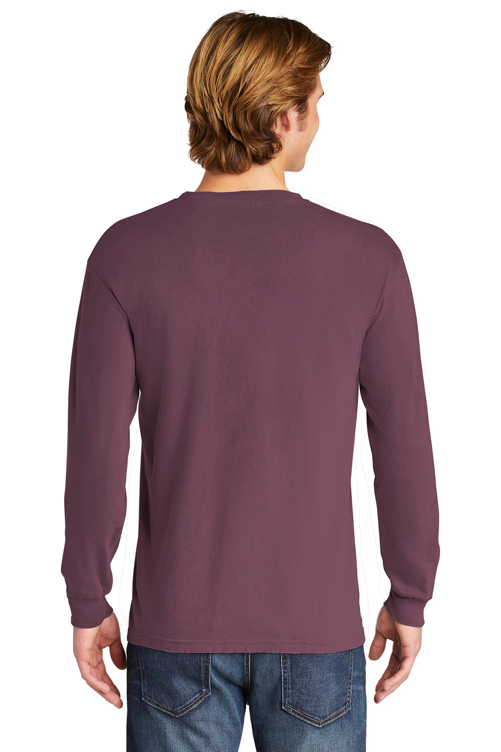 Comfort Colors 6014/C6014 Mens Long Sleeve Crewneck T-Shirt Berry Back