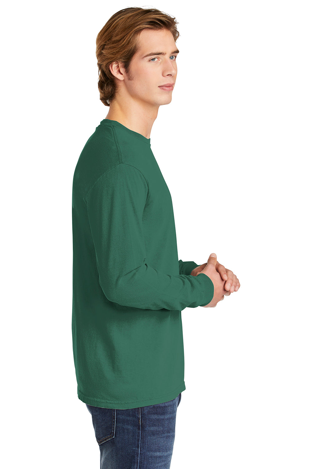 Comfort Colors 6014/C6014 Mens Long Sleeve Crewneck T-Shirt Light Green Side