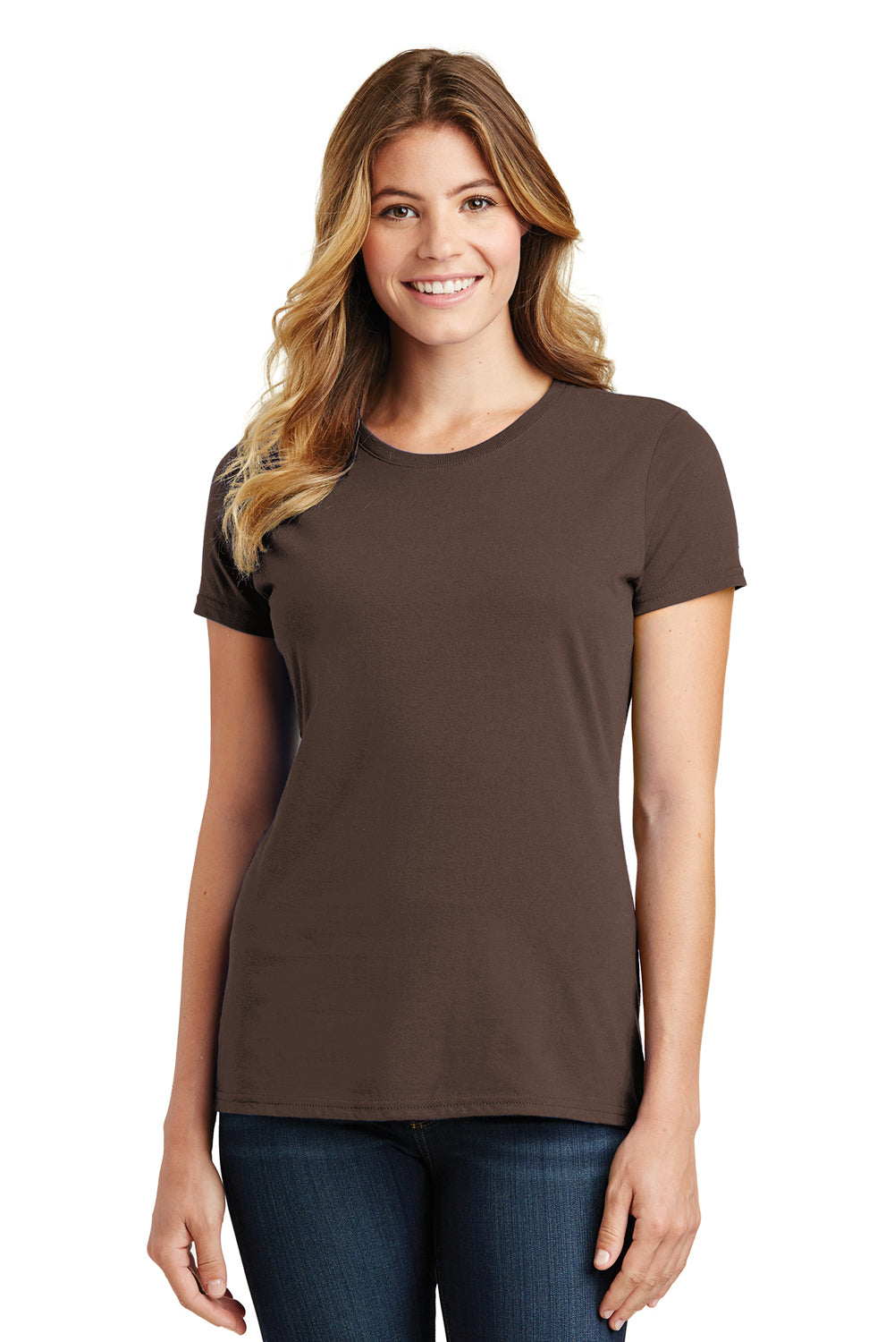 Port & Company LPC450 Womens Fan Favorite Short Sleeve Crewneck T-Shirt Dark Chocolate Brown Front