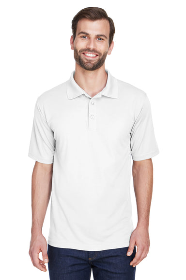UltraClub 8210 Mens Cool & Dry Moisture Wicking Short Sleeve Polo Shirt White Front