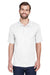 UltraClub 8210 Mens Cool & Dry Moisture Wicking Short Sleeve Polo Shirt White Front