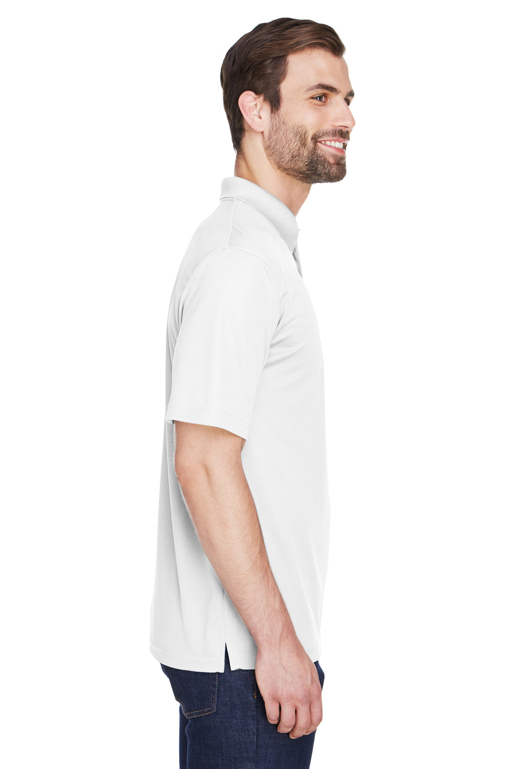UltraClub 8210 Mens Cool & Dry Moisture Wicking Short Sleeve Polo Shirt White Side