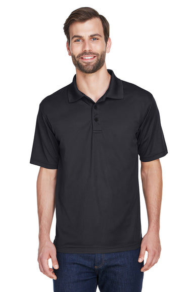 UltraClub 8210 Mens Cool & Dry Moisture Wicking Short Sleeve Polo Shirt Black Front