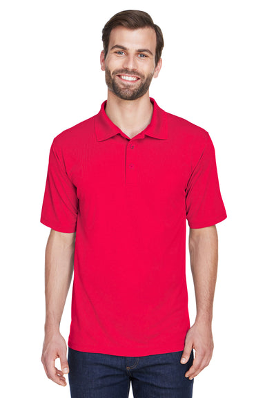 UltraClub 8210 Mens Cool & Dry Moisture Wicking Short Sleeve Polo Shirt Red Front