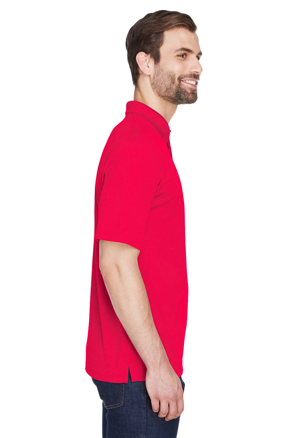 UltraClub 8210 Mens Cool & Dry Moisture Wicking Short Sleeve Polo Shirt Red Side