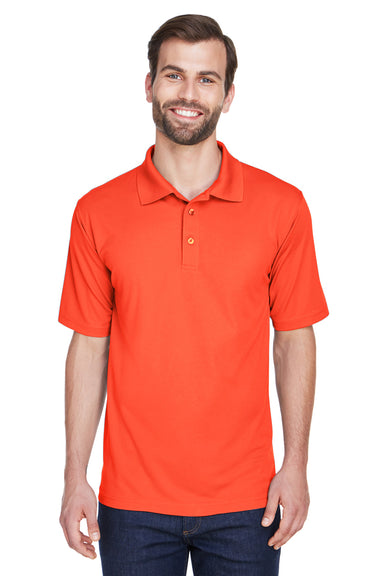 UltraClub 8210 Mens Cool & Dry Moisture Wicking Short Sleeve Polo Shirt Orange Front