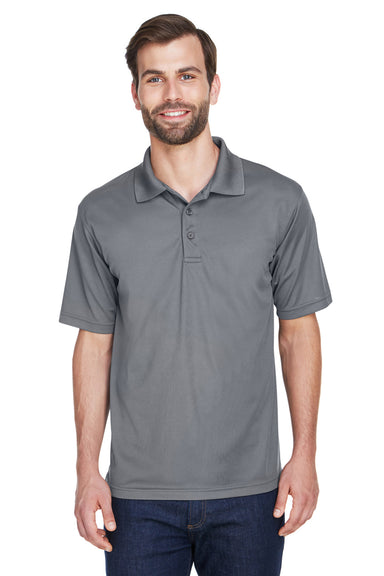 UltraClub 8210 Mens Cool & Dry Moisture Wicking Short Sleeve Polo Shirt Charcoal Grey Front