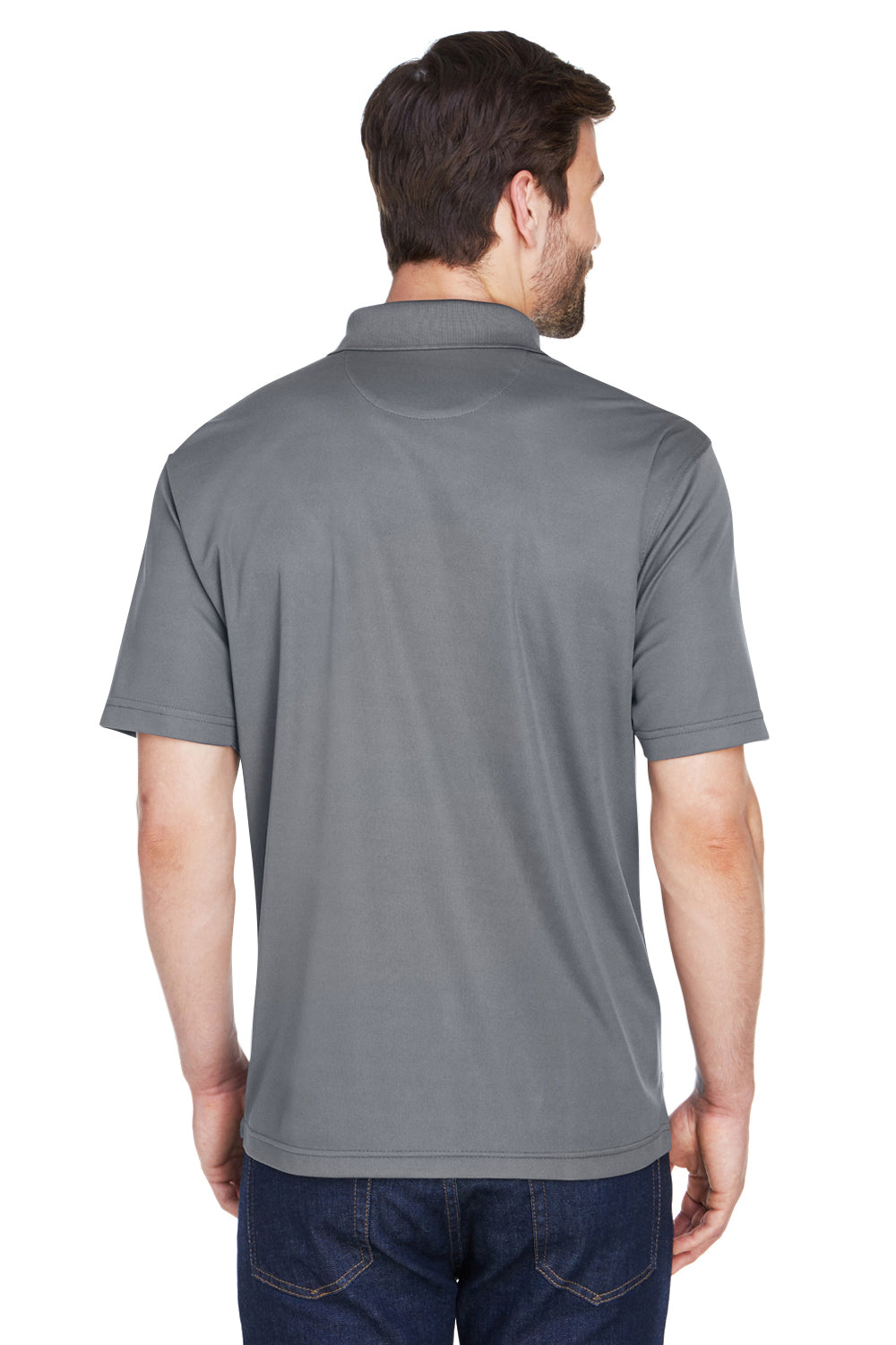 UltraClub 8210 Mens Cool & Dry Moisture Wicking Short Sleeve Polo Shirt Charcoal Grey Back