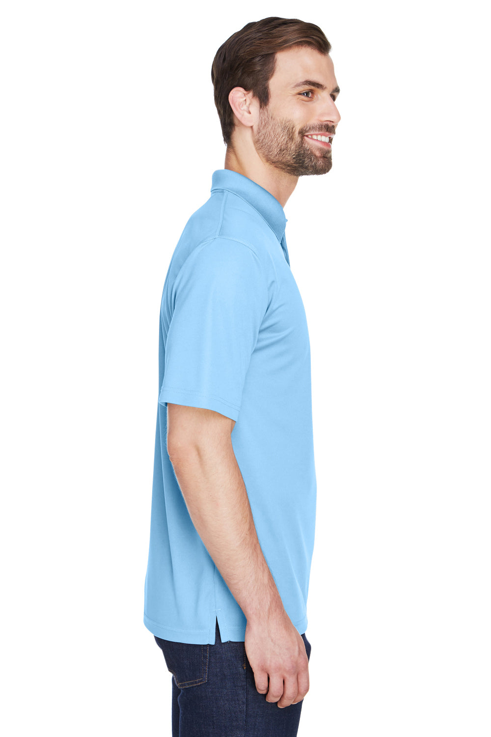 UltraClub 8210 Mens Cool & Dry Moisture Wicking Short Sleeve Polo Shirt Columbia Blue Side