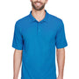 UltraClub Mens Cool & Dry Moisture Wicking Short Sleeve Polo Shirt - Pacific Blue