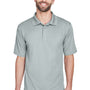 UltraClub Mens Cool & Dry Moisture Wicking Short Sleeve Polo Shirt - Silver Grey