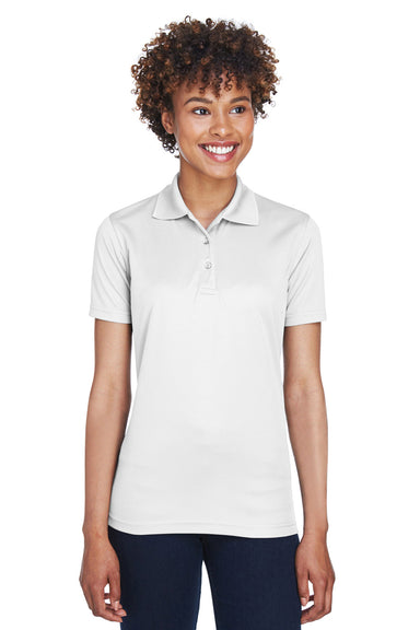 UltraClub 8210L Womens Cool & Dry Moisture Wicking Short Sleeve Polo Shirt White Front
