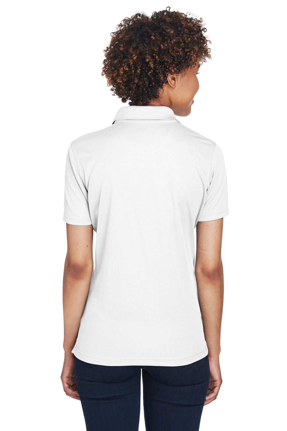 UltraClub 8210L Womens Cool & Dry Moisture Wicking Short Sleeve Polo Shirt White Back