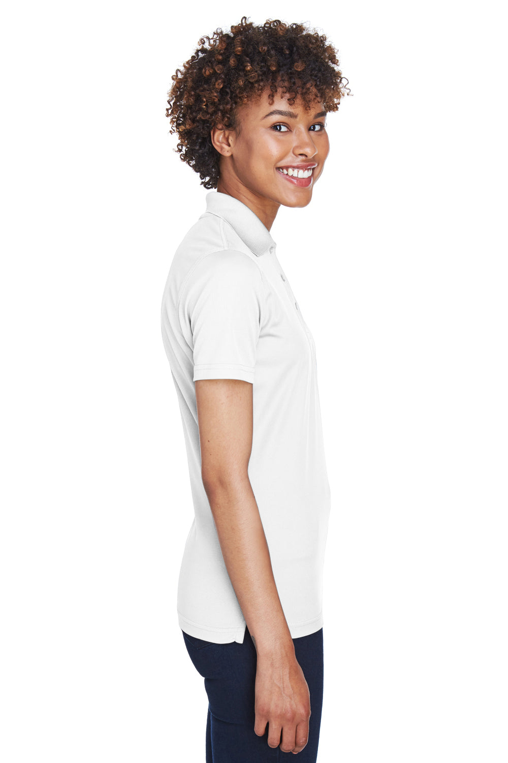 UltraClub 8210L Womens Cool & Dry Moisture Wicking Short Sleeve Polo Shirt White Side