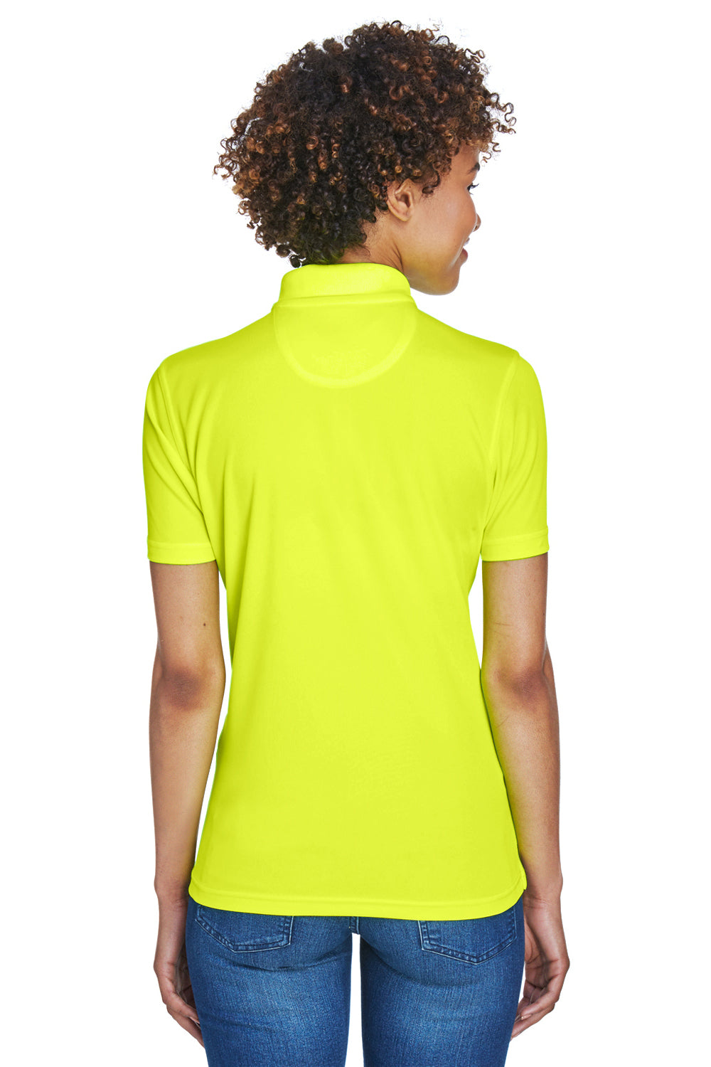 UltraClub 8210L Womens Cool & Dry Moisture Wicking Short Sleeve Polo Shirt Bright Yellow Back