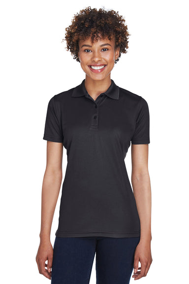 UltraClub 8210L Womens Cool & Dry Moisture Wicking Short Sleeve Polo Shirt Black Front