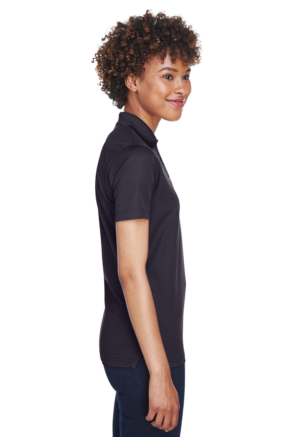 UltraClub 8210L Womens Cool & Dry Moisture Wicking Short Sleeve Polo Shirt Black Side