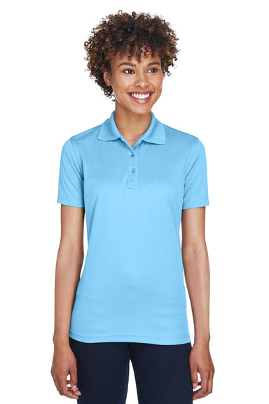 UltraClub 8210L Womens Cool & Dry Moisture Wicking Short Sleeve Polo Shirt Columbia Blue Front