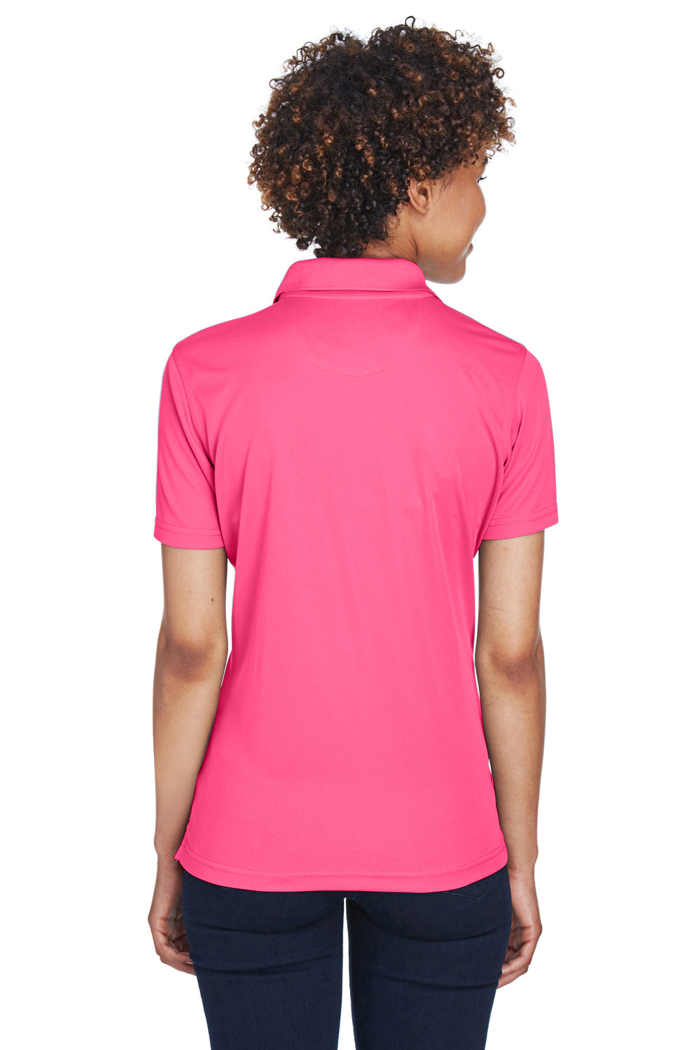 UltraClub 8210L Womens Cool & Dry Moisture Wicking Short Sleeve Polo Shirt Heliconia Pink Back