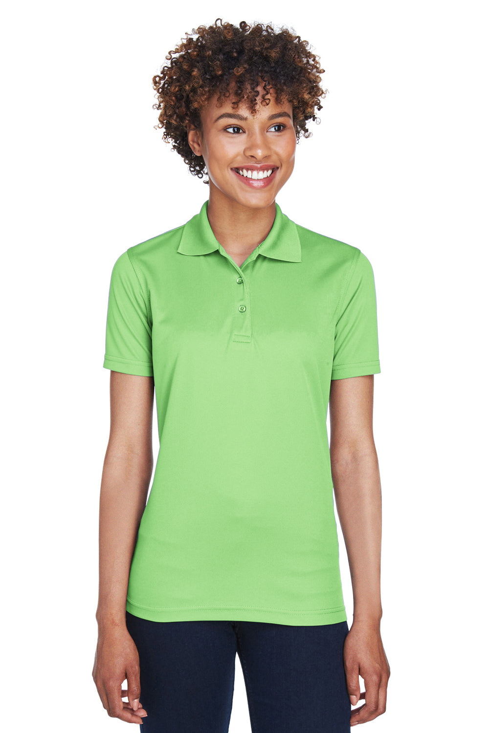 UltraClub 8210L Womens Cool & Dry Moisture Wicking Short Sleeve Polo Shirt Light Green Front