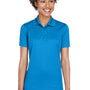 UltraClub Womens Cool & Dry Moisture Wicking Short Sleeve Polo Shirt - Pacific Blue