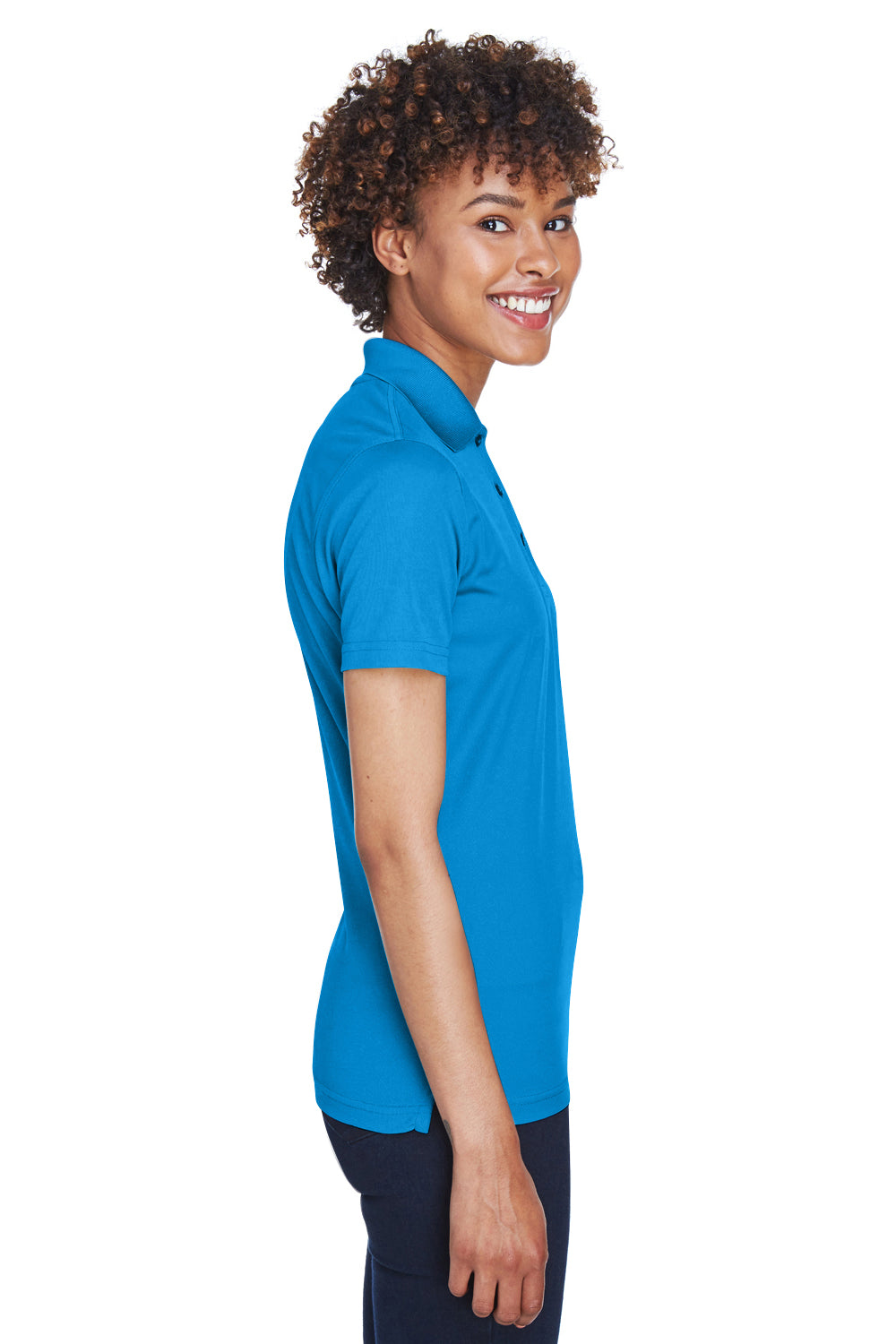 UltraClub 8210L Womens Cool & Dry Moisture Wicking Short Sleeve Polo Shirt Pacific Blue Side