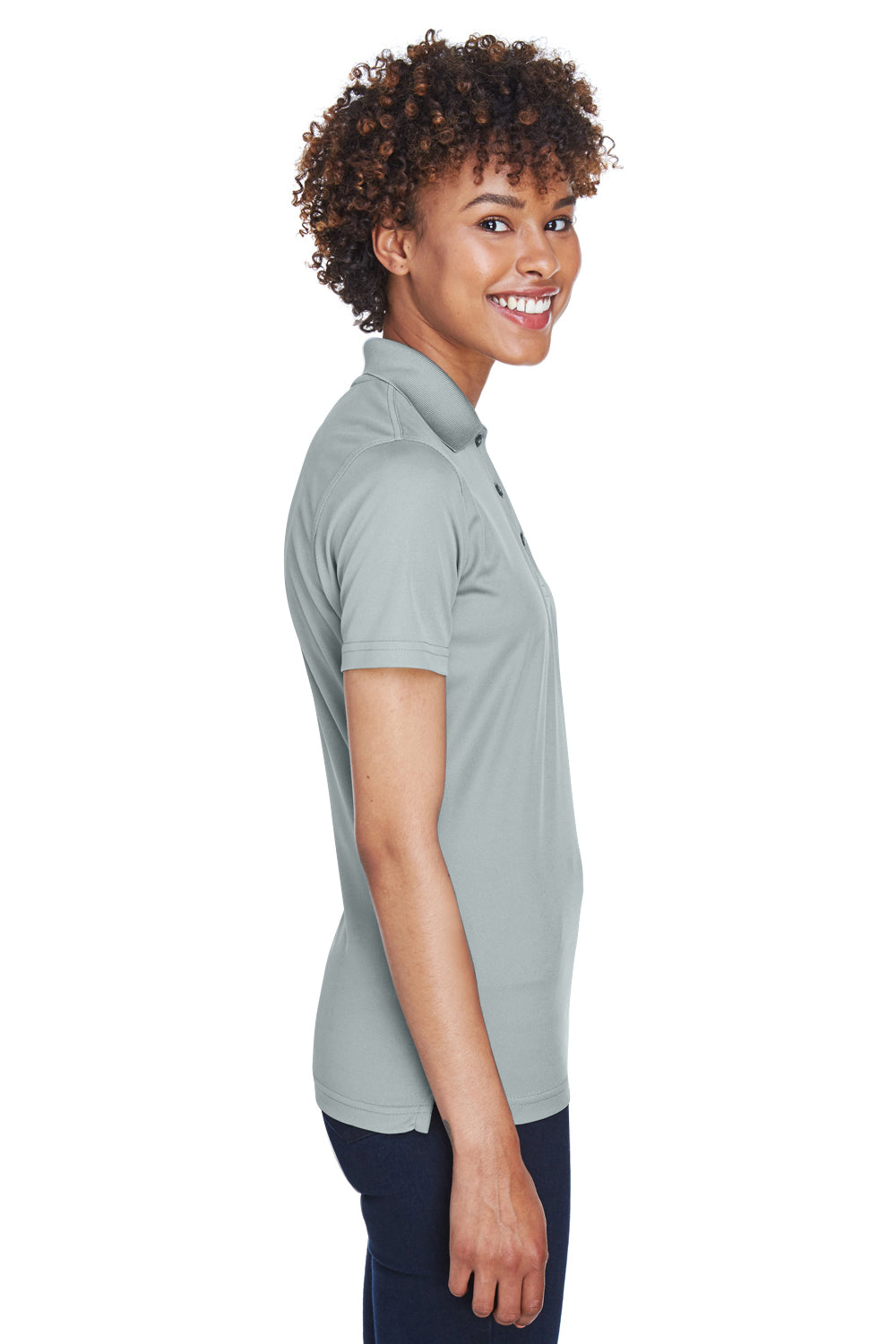 UltraClub 8210L Womens Cool & Dry Moisture Wicking Short Sleeve Polo Shirt Silver Grey Side