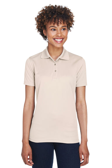 UltraClub 8210L Womens Cool & Dry Moisture Wicking Short Sleeve Polo Shirt Stone Brown Front