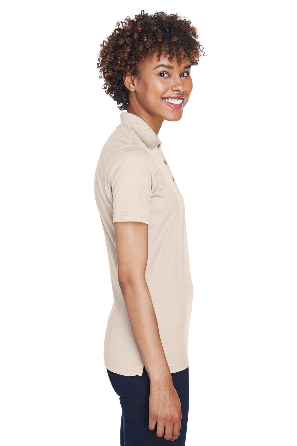 UltraClub 8210L Womens Cool & Dry Moisture Wicking Short Sleeve Polo Shirt Stone Brown Side