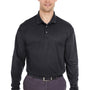 UltraClub Mens Cool & Dry Moisture Wicking Long Sleeve Polo Shirt - Black