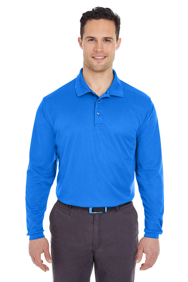 UltraClub 8210LS Mens Cool & Dry Moisture Wicking Long Sleeve Polo Shirt Royal Blue Front