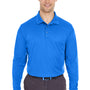 UltraClub Mens Cool & Dry Moisture Wicking Long Sleeve Polo Shirt - Royal Blue