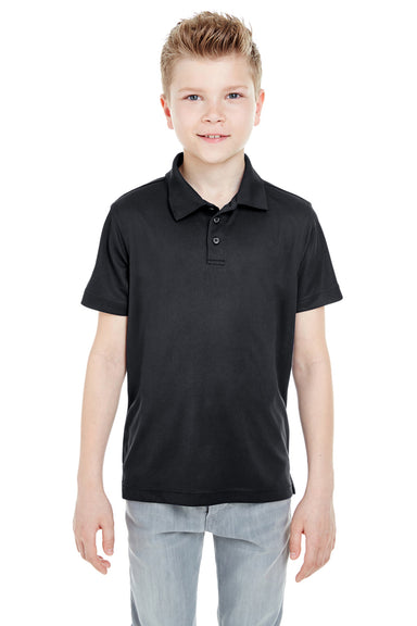 UltraClub 8210Y Youth Cool & Dry Moisture Wicking Short Sleeve Polo Shirt Black Front