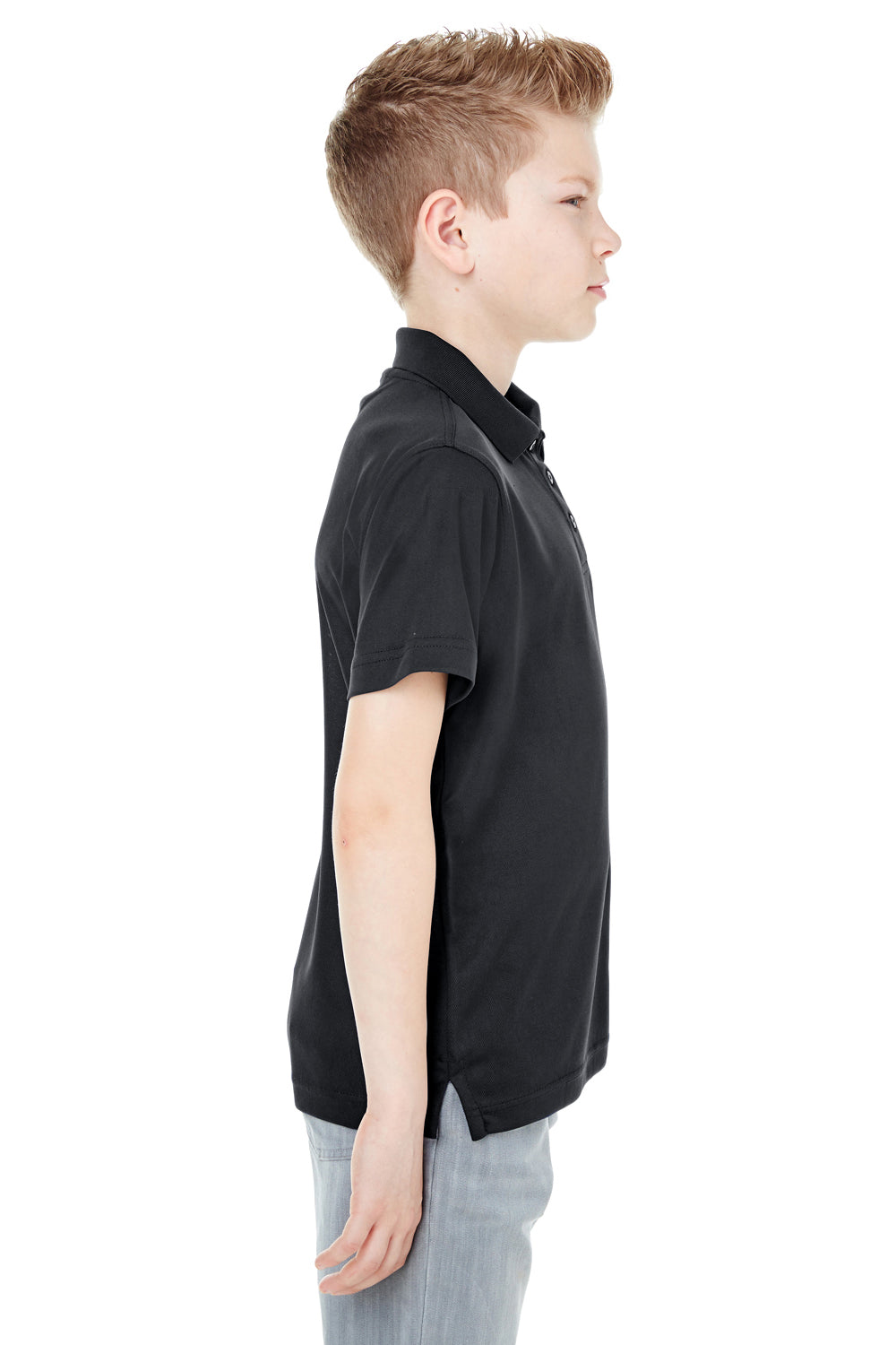 UltraClub 8210Y Youth Cool & Dry Moisture Wicking Short Sleeve Polo Shirt Black Side