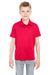 UltraClub 8210Y Youth Cool & Dry Moisture Wicking Short Sleeve Polo Shirt Red Front