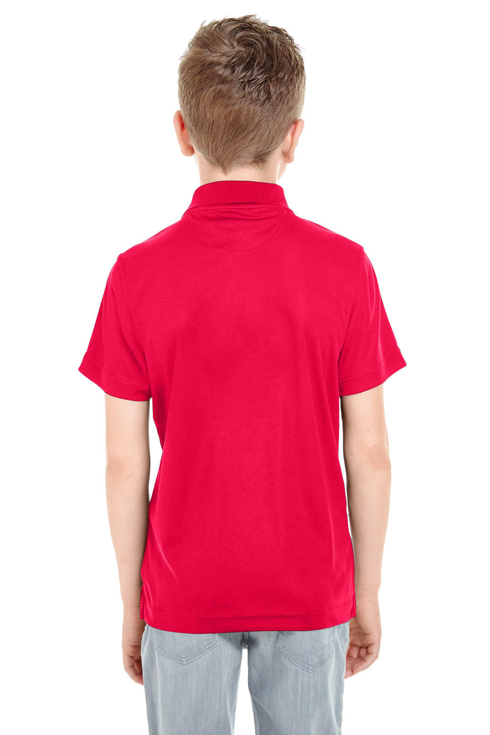 UltraClub 8210Y Youth Cool & Dry Moisture Wicking Short Sleeve Polo Shirt Red Back