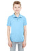 UltraClub 8210Y Youth Cool & Dry Moisture Wicking Short Sleeve Polo Shirt Columbia Blue Front