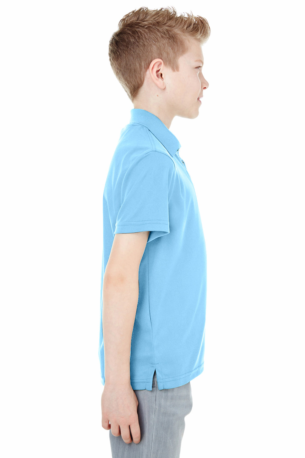UltraClub 8210Y Youth Cool & Dry Moisture Wicking Short Sleeve Polo Shirt Columbia Blue Side