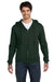 Fruit Of The Loom 82230 Mens Supercotton Fleece Full Zip Hooded Sweatshirt Hoodie Forest Green Front
